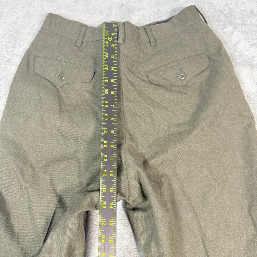 Vintage 1978 Mens 32R Wool Serge Trousers Green Shade Military Pants